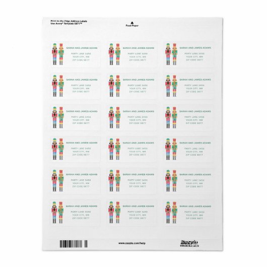WATERCOLOR CHRISTMAS NUTCRACKER ADRESSE STICKER ADRESSAUFKLEBER (Vorne)