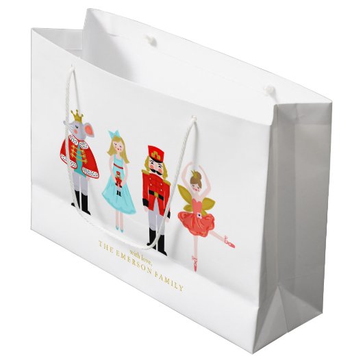 Watercolor Christmas Nutcracker Characters Große Geschenktüte (Vorderseite Schrägansicht)