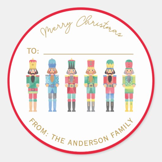 WATERCOLOR CHRISTMAS NUTCRACKER GIFT STICKER (Vorderseite)