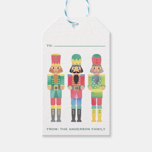 WATERCOLOR CHRISTMAS NUTCRACKER GIFT STICKER GESCHENKANHÄNGER (Vorderseite)
