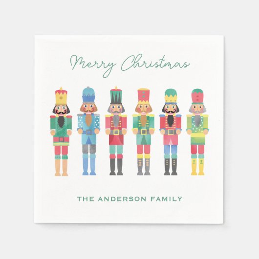 WATERCOLOR CHRISTMAS NUTCRACKERS SERVIETTE (Vorderseite)