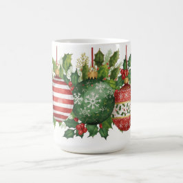 Watercolor Christmas Ornaments Holly Garland Kaffeetasse