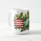 Watercolor Christmas Ornaments Holly Garland Kaffeetasse (Vorderseite Links)