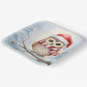Watercolor Christmas Owl In a Santa Hat Pappteller (Gewinkelt)