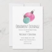 Watercolor Christmas Party Ornaments Exchange Einladung (Vorderseite)