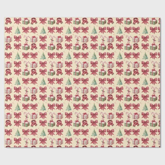 Watercolor Christmas Pattern Gift Geschenkpapier (Flach)