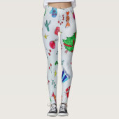 Watercolor Christmas Pattern Women's Leggings (Vorderseite)