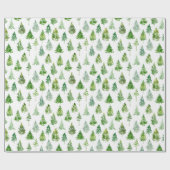 Watercolor Christmas Pine Tree Geschenkpapier (Flach)