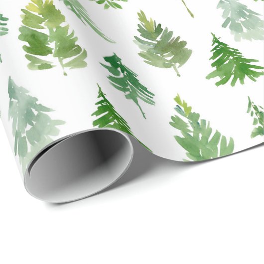 Watercolor Christmas Pine Tree Geschenkpapier (Rolleneckpunkt)