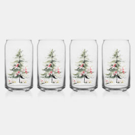 Watercolor Christmas Pine Trees Dosenglas