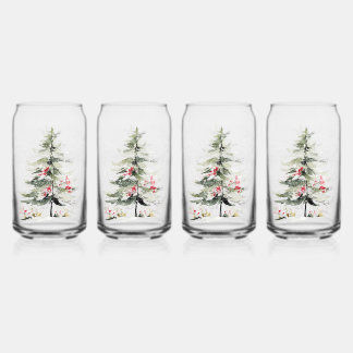 Watercolor Christmas Pine Trees Dosenglas