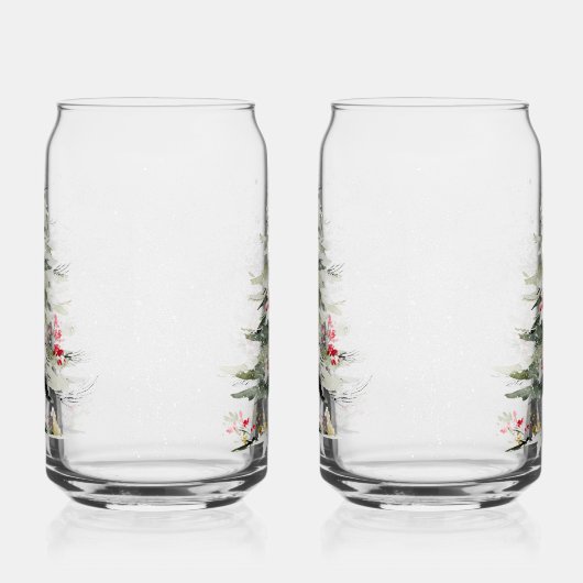 Watercolor Christmas Pine Trees Dosenglas (Links)