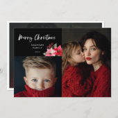 Watercolor Christmas Poinsettia Design Ankündigung (Vorne/Hinten)