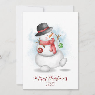 Watercolor Christmas snowman greetings card Einladung