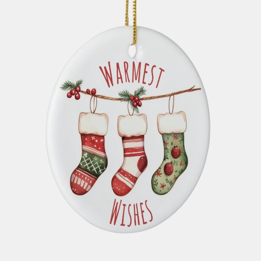 Watercolor Christmas Stockings Ornament (Rechts)