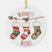 Watercolor Christmas Stockings Ornament (Vorne)