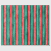 Watercolor Christmas stripes green red pattern Geschenkpapier (Flach)