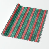 Watercolor Christmas stripes green red pattern Geschenkpapier (Ungerollt)