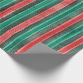 Watercolor Christmas stripes green red pattern Geschenkpapier (Ecke)