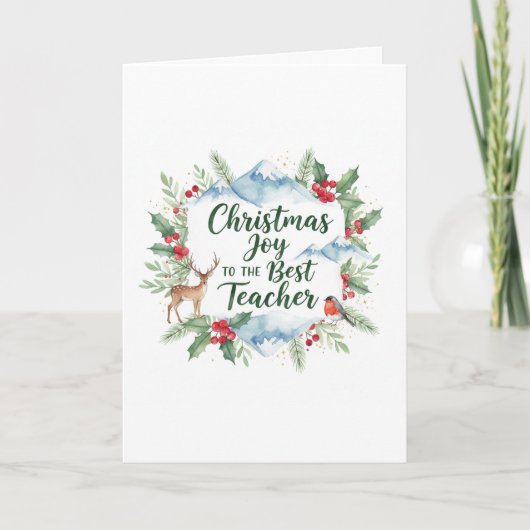 Watercolor Christmas Teacher Card – Festive Winter Karte (Vorderseite)