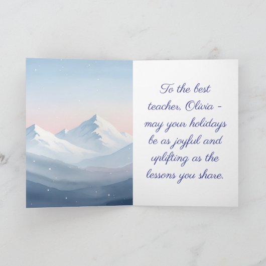 Watercolor Christmas Teacher Card – Festive Winter Karte (Innenseite)
