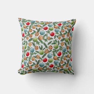 Watercolor Christmas Throw Pillow Kissen