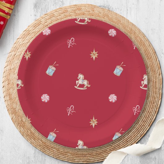 Watercolor Christmas Toys and Sweets Pappteller