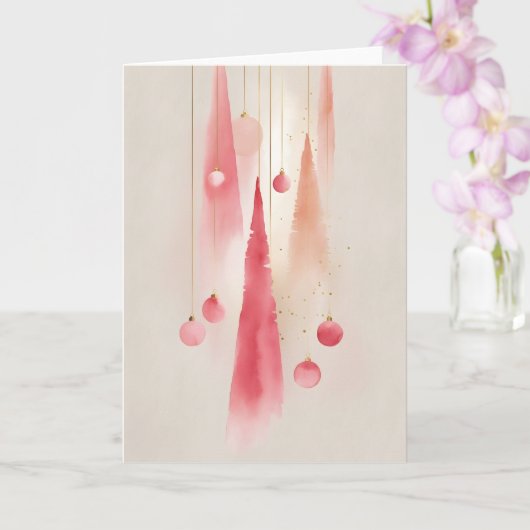 Watercolor Christmas Tree and Ornament Karte (Orchidee)