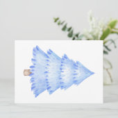 Watercolor Christmas Tree Blue Winter Einladung (Stehend Vorderseite)