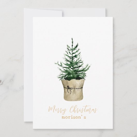 Watercolor Christmas Tree boho Stil Einladung (Vorderseite)