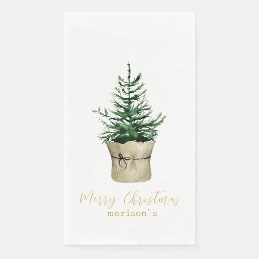Watercolor Christmas Tree boho Stil Serviette (Vorderseite)