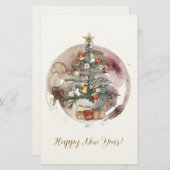 Watercolor Christmas Tree Briefpapier (Vorne/Hinten)