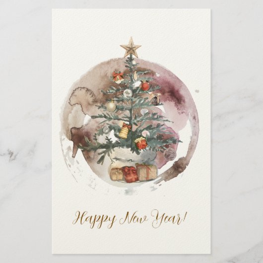 Watercolor Christmas Tree Briefpapier (Vorderseite)
