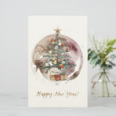 Watercolor Christmas Tree Briefpapier (Stehend Vorderseite)