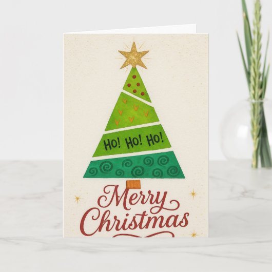 Watercolor Christmas Tree Card – Modern Holiday  Karte (Vorderseite)