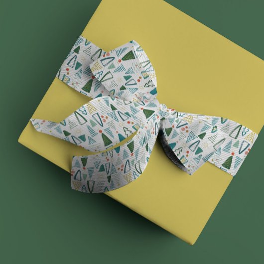 Watercolor Christmas Tree Christmas Satinband