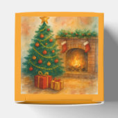 Watercolor Christmas Tree & Cozy Fireplace Holiday Geschenkschachtel (Oben)