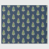 watercolor christmas tree geschenkpapier (Flach)