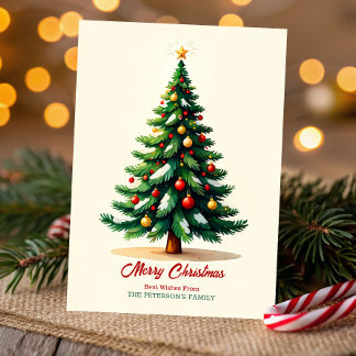 Watercolor Christmas Tree Greeting Card Einladung