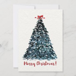 Watercolor Christmas Tree Greeting Card  Elegant  Feiertagskarte