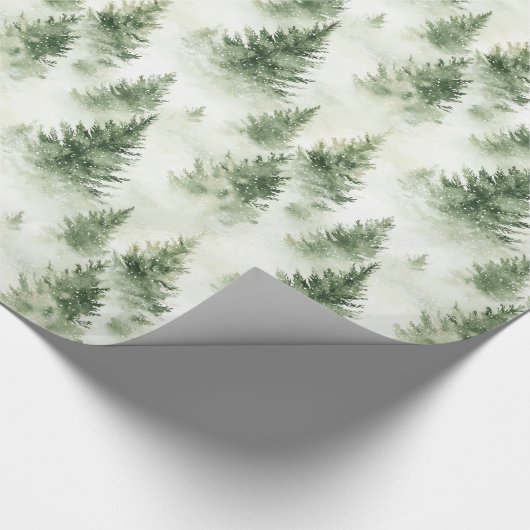 Watercolor Christmas Tree Holiday Pattern Geschenkpapier (Ecke)