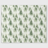 Watercolor Christmas Tree Holiday Pattern Geschenkpapier (Flach)