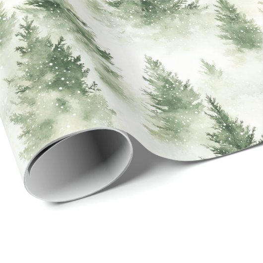 Watercolor Christmas Tree Holiday Pattern Geschenkpapier (Rolleneckpunkt)