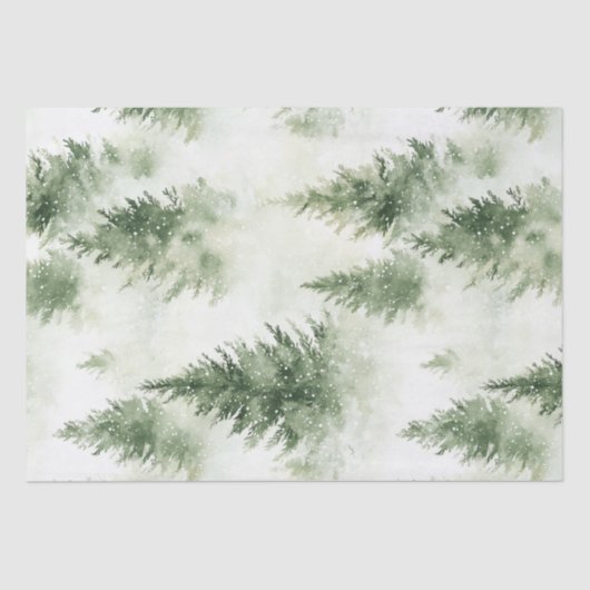 Watercolor Christmas Tree Holiday Pattern Seidenpapier (Vorderseite)