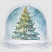 Watercolor Christmas Tree Holiday Snow Globe Schneekugeln (Vorderseite)