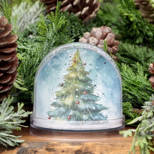 Watercolor Christmas Tree Holiday Snow Globe Schneekugeln (Winter)