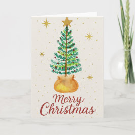 Watercolor Christmas Tree Karte