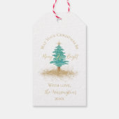 Watercolor Christmas Tree, "Merry & Bright" Geschenkanhänger (Rückseite)