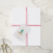 Watercolor Christmas Tree, "Merry & Bright" Geschenkanhänger (Mit Garn)