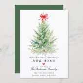 Watercolor Christmas Tree New Home Card Ankündigung (Vorne/Hinten)